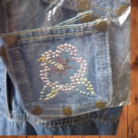 QUACKER FACTORY WOMEN'S MEDIUM BLUE SLEEVELESS JEAN DRESS EMBELLISHED POCKET - Picture 5 of 7